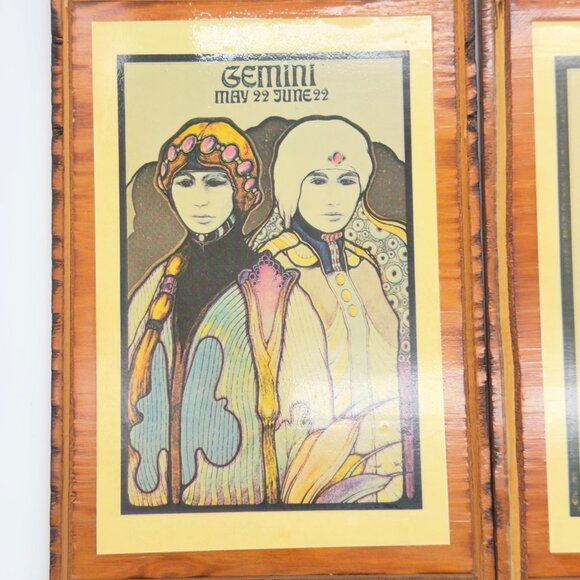 Lot of 6 Vintage Zodiac 1969 David Palladini Wooden Wall Art Print Hippie Rustic - Picture 5 of 16